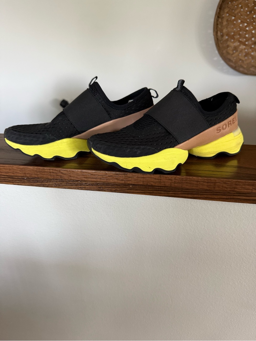Sorel Black Neon Yellow Slip-On Athletic Sneakers